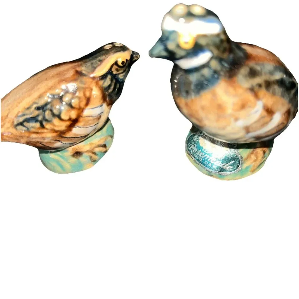 Vintage Salt & Pepper Shakers Quail Rosemeade Pottery Wahpeton North Dakota